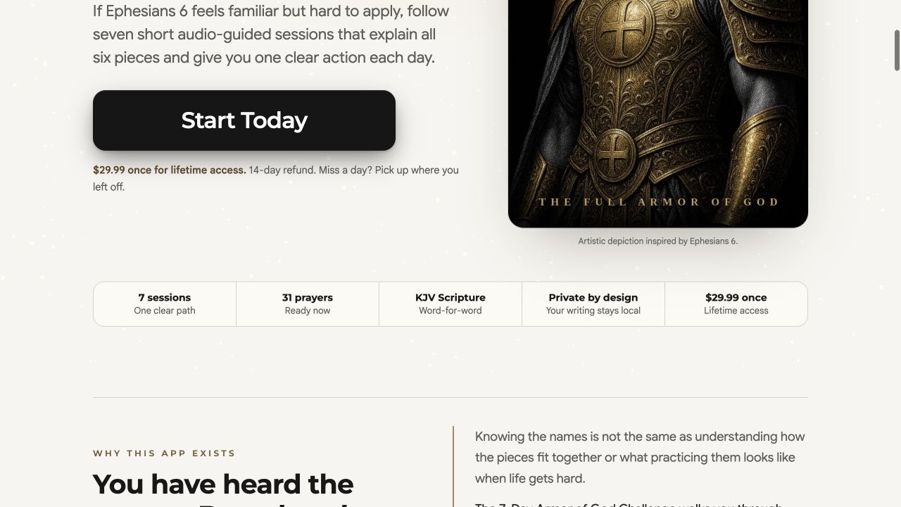 Armor of God app challenge section preview